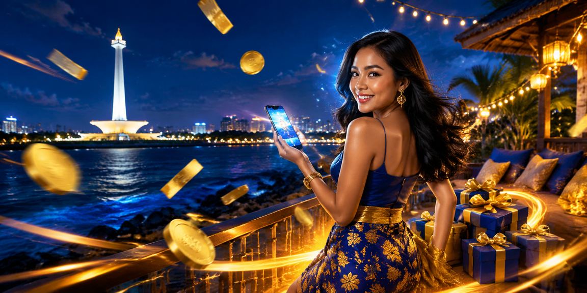 Pengguna menikmati cashback dan bonus di pantai dengan suasana kasual
